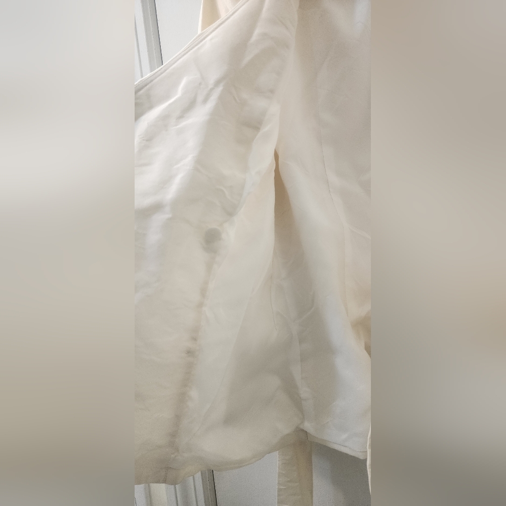 Vintage Rickie Freeman Teri Jon E Cream 100 % Silk Peplum Ruffle Jacket Size 6 - Picture 8 of 10